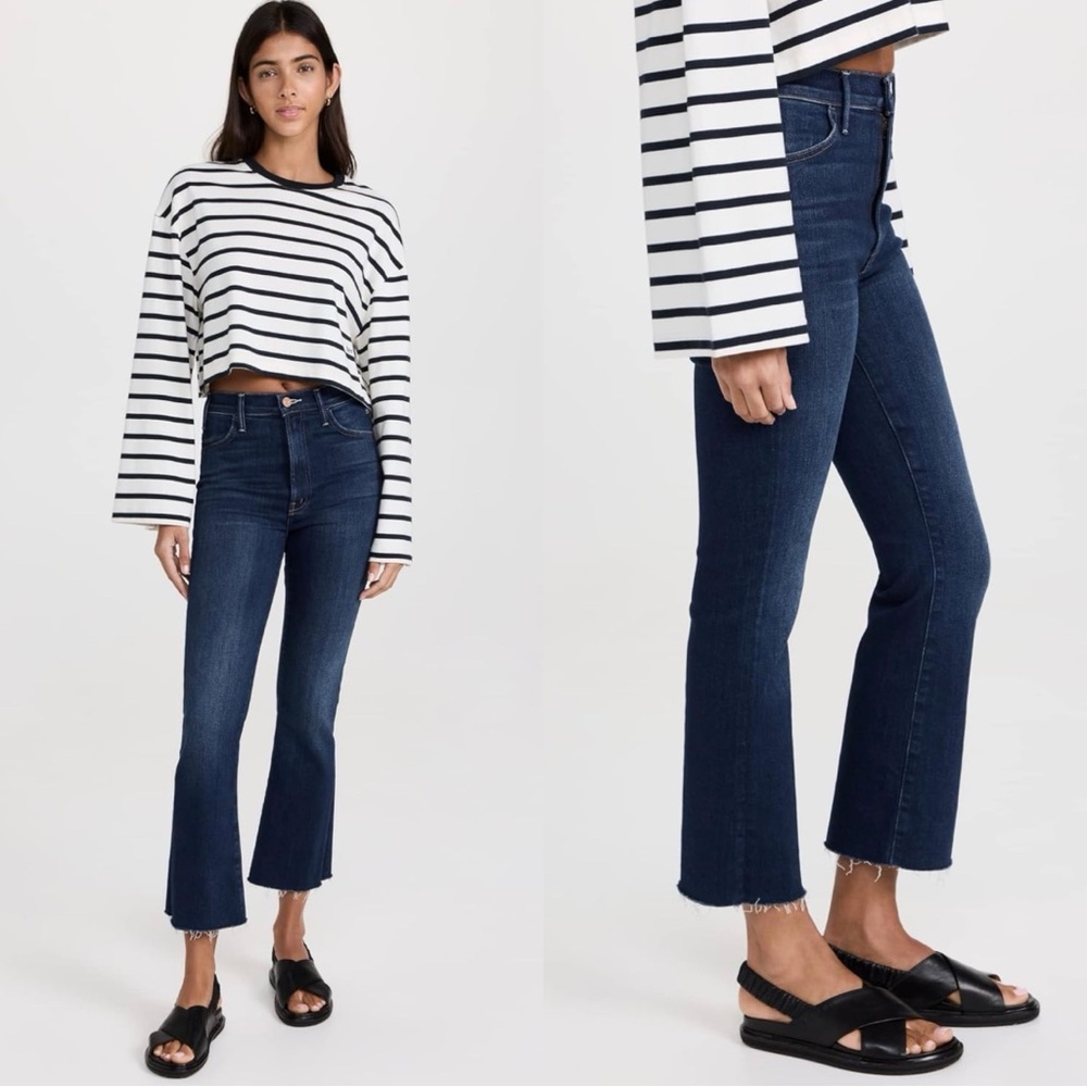 NWOT MOTHER The Hustler High Waist Ankle Fray Jean in Home Movies Size 26